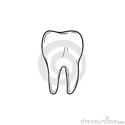 Healthy tooth hand drawn outline doodle icon. Vector Illustration