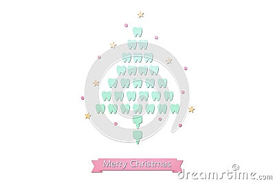 Healthy tooth in the shape of Christmas tree for Merry Christmas and Happy New Year Stock Photo