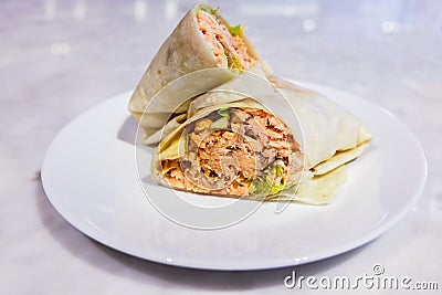 Healthy Tuna Salad Wrap Stock Photo