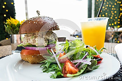 Healthy Tuna Sandwich with Lettuce Stock Photo