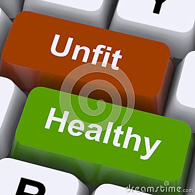 Healthy And Unfit Keys Show Good And Bad Lifestyle Stock Photo