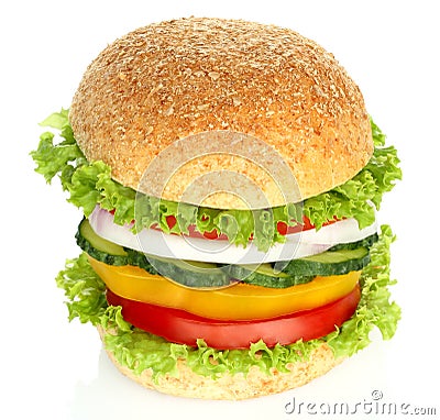 Healthy vegan burger with raw vegetables Stock Photo