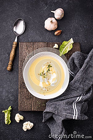 Healthy vegan cauliflower cream soup Stock Photo