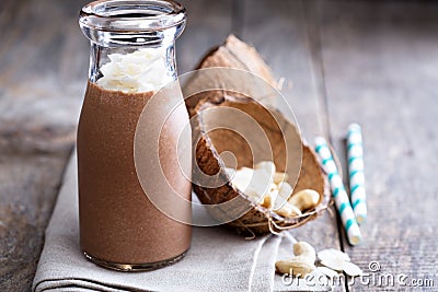 Healthy vegan chocolate coconut shake Stock Photo