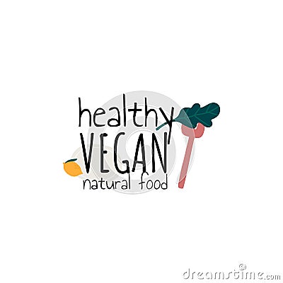 healthy vegan hand writing logo Stock Photo