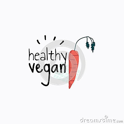 Healthy vegan hand writing logo Stock Photo