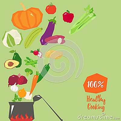 Healthy vegetarian cooking concept vector illustration Vector Illustration