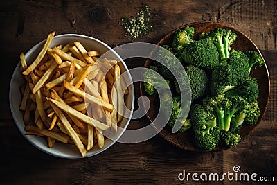 Healthy versus unhealthy food Stock Photo