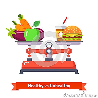 Healthy versus unhealthy food Vector Illustration