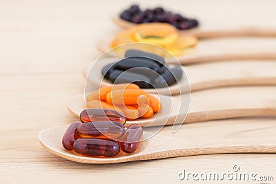 Healthy Vitamin upplement capsules Stock Photo