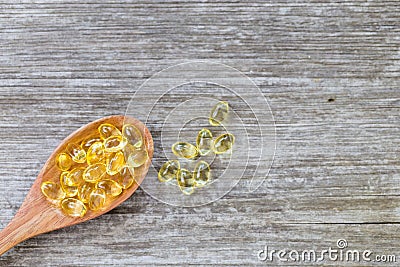 Healthy Vitamins, Omega 3,top view. Stock Photo