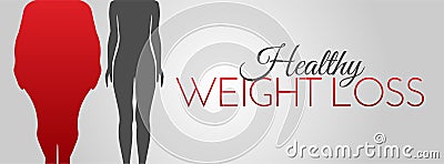 Healthy Weight Loss Background Illustration with Women Silhouette Vector Illustration