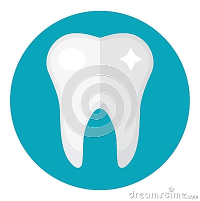 Healthy white teeth. Icon flat style. Dentistry, dentist concept. Isolated on white background. Vector illustration. Vector Illustration