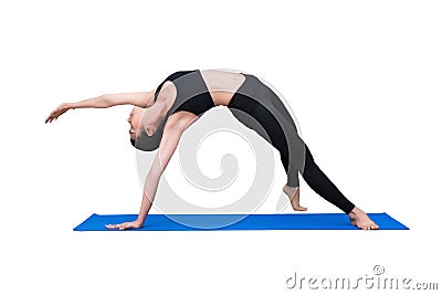 Healthy woman exercising yoga isolated with clipping path Stock Photo