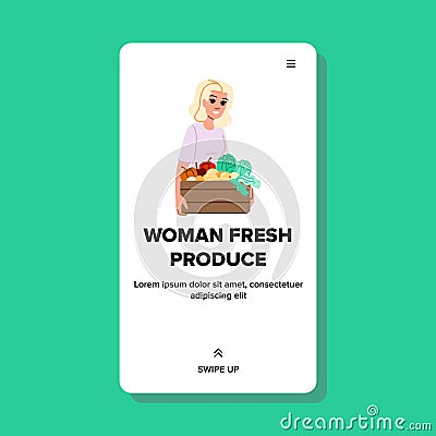 healthy woman fresh produce vector Vector Illustration