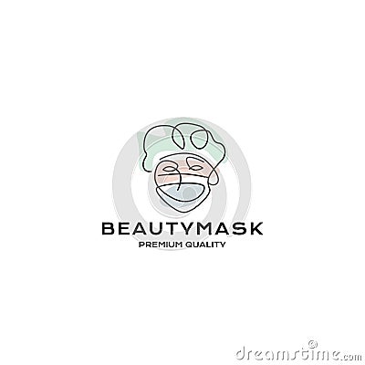 Healthy Workers Virus Mask Line Fulcolor logo design Stock Photo