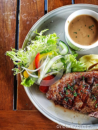 Healty delicous juicy steak Stock Photo