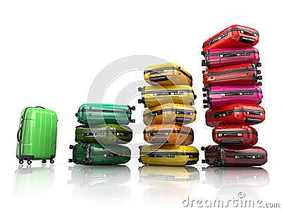 Heap of baggage.Travel or tourism development concept. Stock Photo