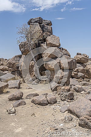 heap of big Dolerite boulders at Giants Playground, Keetmansoop, Namibia Stock Photo