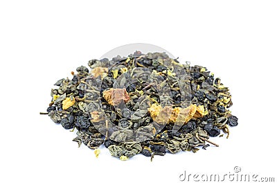 Heap of biological loose Road Trip Mix tea on white Stock Photo