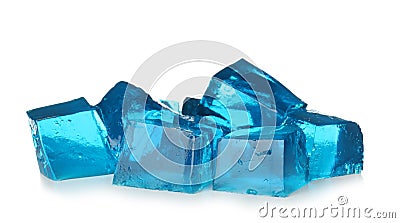 Heap of blue jelly cubes on background Stock Photo