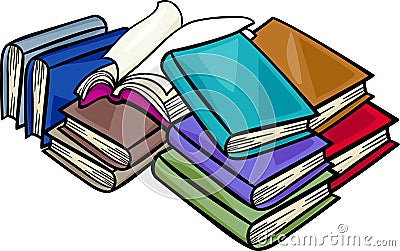 Heap of books cartoon illustration Vector Illustration