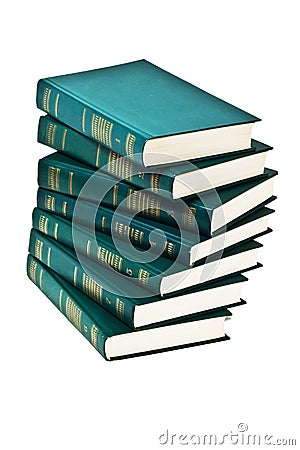 Heap of books of green color Stock Photo