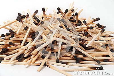 Heap of burnt matches Stock Photo