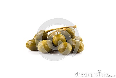 Heap of canned capers Stock Photo