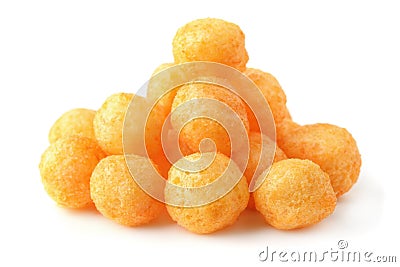 Heap of cheese puff balls Stock Photo