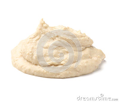 Heap of classic tasty hummus isolated on white Stock Photo