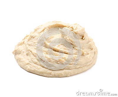 Heap of classic tasty hummus isolated on white Stock Photo