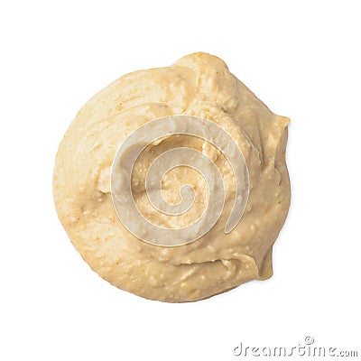 Heap of classic tasty hummus isolated on white, top view Stock Photo