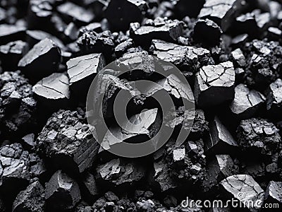 heap of coal, black charcoal Stock Photo