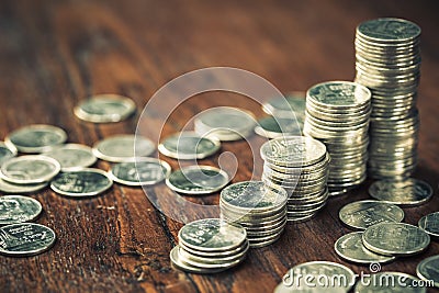 Heap coins Stock Photo