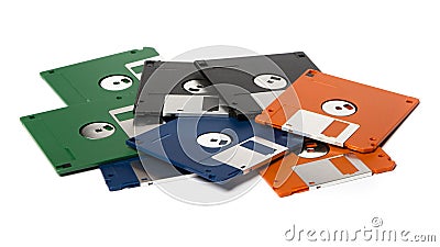 Heap of color floppy disks Stock Photo