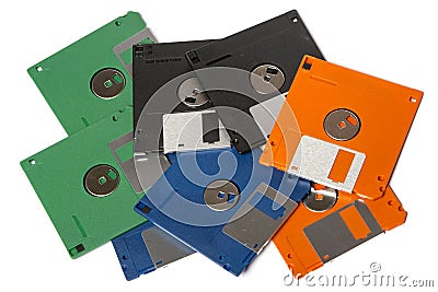 Heap of color floppy disks Stock Photo