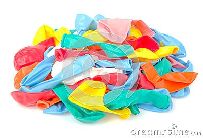 Heap of colorful empty balloons, isolated on white Stock Photo