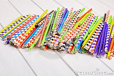 Heap of colorful paper straws for party cocktails Stock Photo