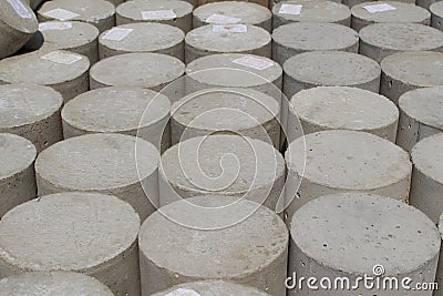 Heap of Concrete cylindrical samples Stock Photo