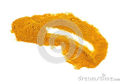 Heap of curcuma isolated on white background. Turmeric spice Stock Photo