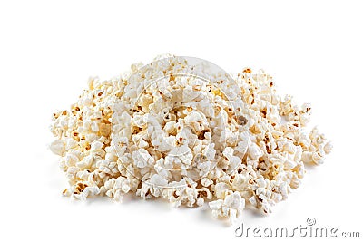 Heap of delicious popcorn, isolated on white background Stock Photo