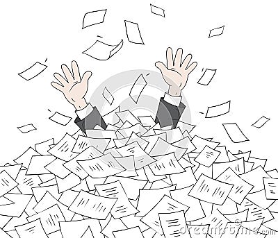 In heap of documents Vector Illustration