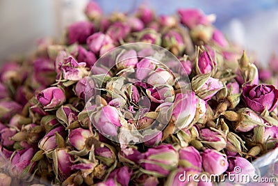 Heap of Dried rosebuds Stock Photo