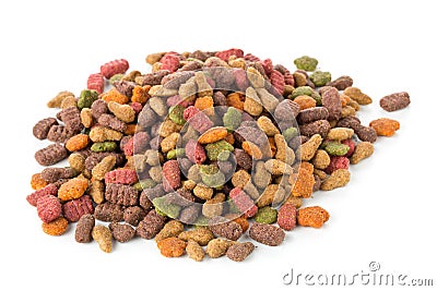 Heap of dry pet food Stock Photo