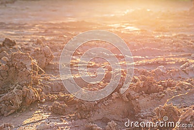 Heap of dry soil and rough mud in construction site Stock Photo