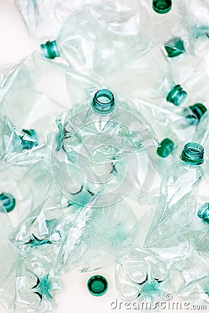 Heap of empty crumpled plastic bottles Stock Photo
