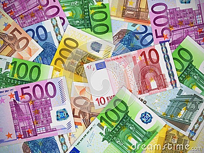 Heap of Euro banknotes Stock Photo