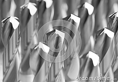 Heap of finished metal drills Stock Photo