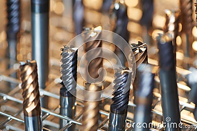 Heap of finished metal drills Stock Photo